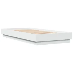 Vidaxl Posteljni okvir bel 100x200 cm inženirski les
