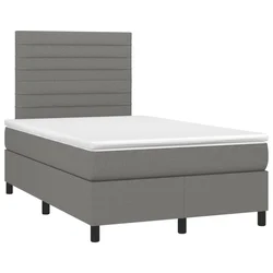 Vidaxl Box spring postelja z vzmetnico temno siva 120x190 cm blago