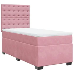 Vidaxl Box spring postelja z vzmetnico roza 90x190 cm žamet