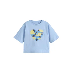 Next Majica azur / svetlo modra / čokolada / pastelno rumena