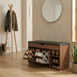 Cipelarnik sa tapaciranim sedištem - braon boja
