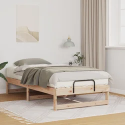 vidaXL Krevetni okvir z ročaji Rjava 90 x 200 cm Trdna borovina