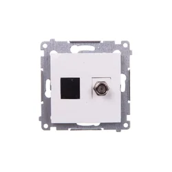 Simon 54 Antenska in računalniška vtičnica tip F + RJ45 kat. 6 bela DASFRJ45.01/11