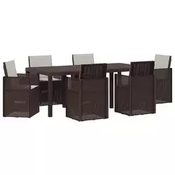 Vrtni set za objed s jastukom 7 pcs Smeđa i svjetlosiva PP