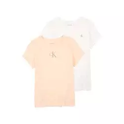 Calvin Klein Jeans Majica  temno bež / breskev / bela