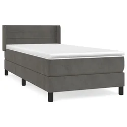 Vidaxl Box spring postelja z vzmetnico temno siv 90x190 cm žamet