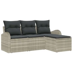 Set sofe s jastukom s pohranom 4 pcs Svijetlo siva poliratan
