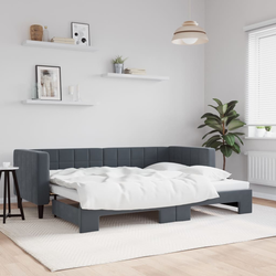 vidaXL Izvlečna dnevna postelja temno siva 80x200 cm žamet