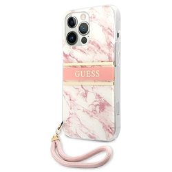 GUESS Maska za iPhone 13 Pro Max 6.7 Marble Strap (GUHCP13XKMABPI) roze