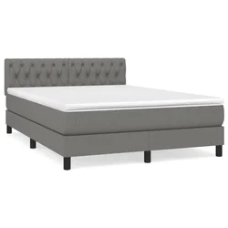 Vidaxl Box spring posteljni z vzmetnico temno siv 140x190 cm blago