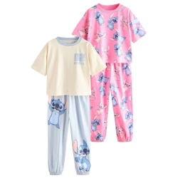Next Pižama Stitch modra/svetlo modra/pastelno rumena/roza
