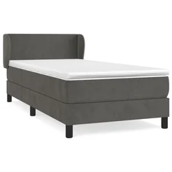 Vidaxl Box spring postelja z vzmetnico temno siv 90x190 cm žamet