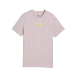 PUMA Essentials Script Glitter Tee Youth, Kids, Misty Pink, 7-8Y
