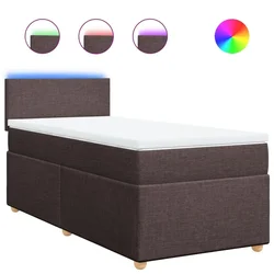 Vidaxl Box spring postelja z vzmetnico temno rjava 100x200 cm blago
