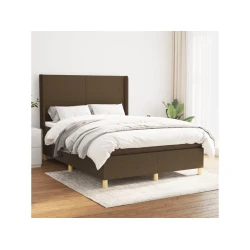 Den Box spring postelja z vzmetnico temno rjava 140x200 cm blago