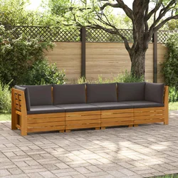 Set vanjskih sofa s jastukom 4 Komad Smeđa Čvrsto drvo akacije