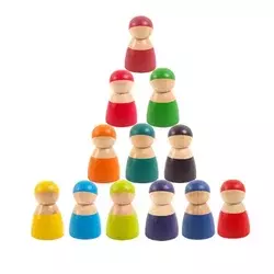 12 pisanih lesenih figuric prijateljev Montessori