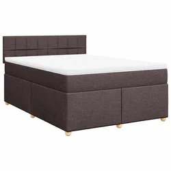 Vidaxl Box spring postelja z vzmetnico temno rjav 140x190 cm blago