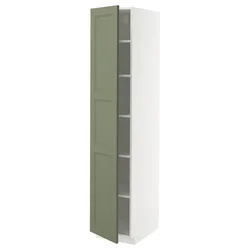 METOD Visoki element s policama, bela/Axstad sivozelena, 40x60x200 cm