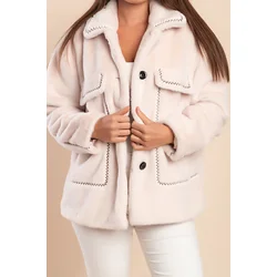 Plus size krajši plašč, krem