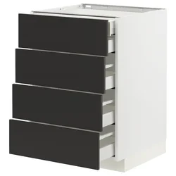 METOD / MAXIMERA Pod.elem.4fronta/2donj/3sred.fioke, bela/Nickebo boja antracita, mat, 60x60 cm