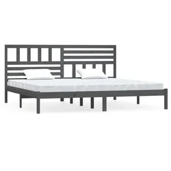 Vidaxl Posteljni okvir siv iz borovine 200x200 cm