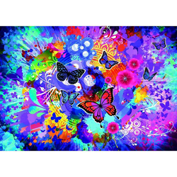 Puzzle Colorful Flowers and Butterflies