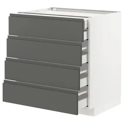 METOD / MAXIMERA Pod.ormar.4fronta/2donj/3sred.fioke, bela/Voxtorp tamnosiva, 80x60 cm