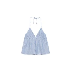 Pull&Bear Top svetlo modra / bela