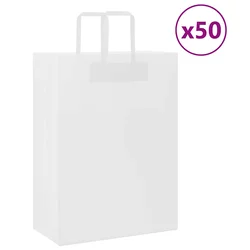 Papirnate vrećice 50 kom s ručkama bijele 32x17x44 cm