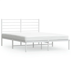 Metalni okvir za krevet s uzglavljem bijeli 140 x 190 cm