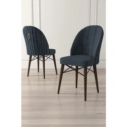 Hanah Home set trpezarijskih stolica Ritim 8 kom, antracit tkanina Babyface, drvene noge boje oraha