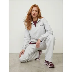 Sinsay - Dres pantalone wide leg sa pamukom - svetlo siva
