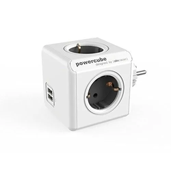 ALLOCACOC PowerCube Original USB 4xSchuko + dual USB - 1202GY/DEOUPC  4 utičnice, Bela/siva
