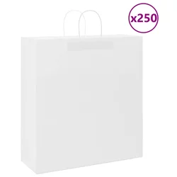 Papirnate vrećice 250 kom s ručkama bijele 45x17x48 cm