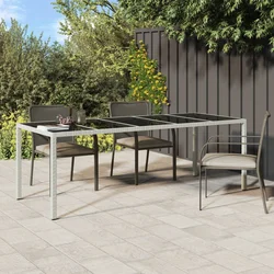Vrtni stol bijeli 250x100x75 cm od poliratana i kaljenog stakla