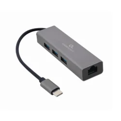 Adapter-konverter USB Tip C 3.1 na RJ45 10/100/1000 + 3 x USB 3.0 Aluminijum Gembird