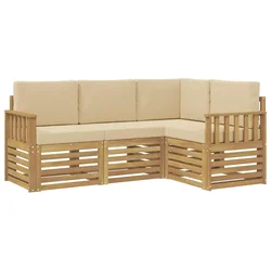 Set vanjskih sofa 4 pcs Bijela i bež 187,5 x 128,5 x 73 cm