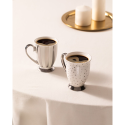 Madame Coco Set šolja Jules, 250 ml, 2 komada, Srebrno-beli