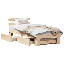 Vidaxl Konstrukcija postelje Naravna 75 x 190 cm Masivno borovo les