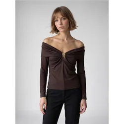 Sinsay - Bluza sa ukrasnim nabiranjem - tamno braon