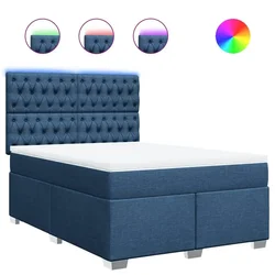 Vidaxl Box spring postelja z vzmetnico modra 160x200 cm blago