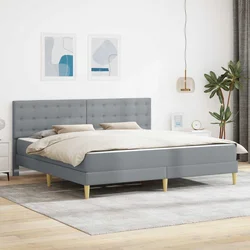 Okvir kreveta s madracem Svijetlo siva 200 x 200 cm tkanina