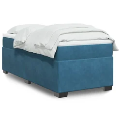 Vidaxl Box spring postelja z vzmetnico temno moder 90x190 cm žamet