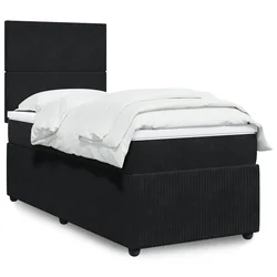 vidaXL Box spring postelja z vzmetnico črna 100x200 cm žamet