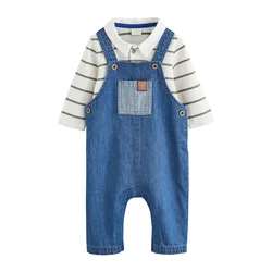 Next Komplet moder denim / svetlo modra / čokolada / bela