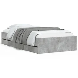 Vidaxl Posteljni okvir s predali betonsko siv 90x190 cm inženirski les