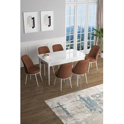Hanah Home Set Trpezarijski sto i 6 stolica Han, Terakota