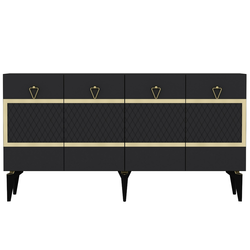 HANAH HOME Komoda Ipek Anthracite Gold