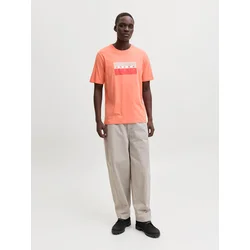 JACK & JONES Majica JCOFusion korala/krvavo rdeča/bela
